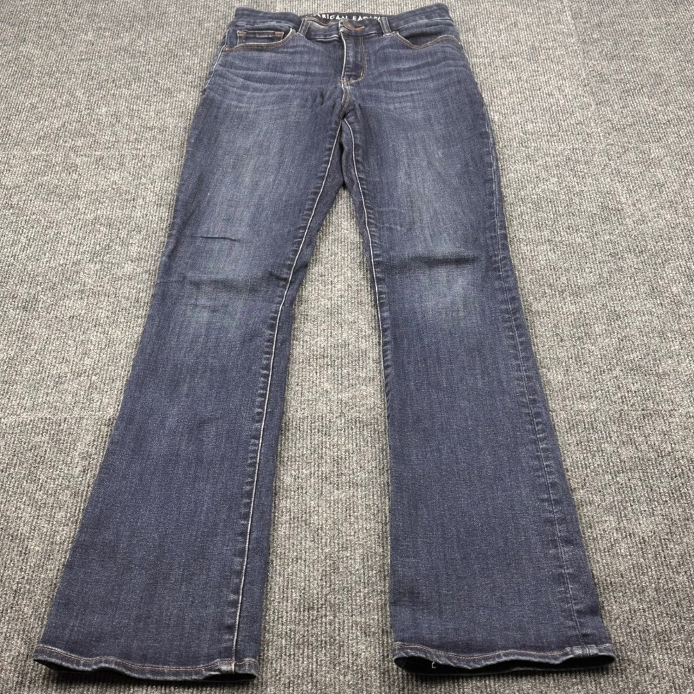 American Eagle Curvy Skinny Kick Jeans 2 Long Stretch Dark Wash Modern Casual